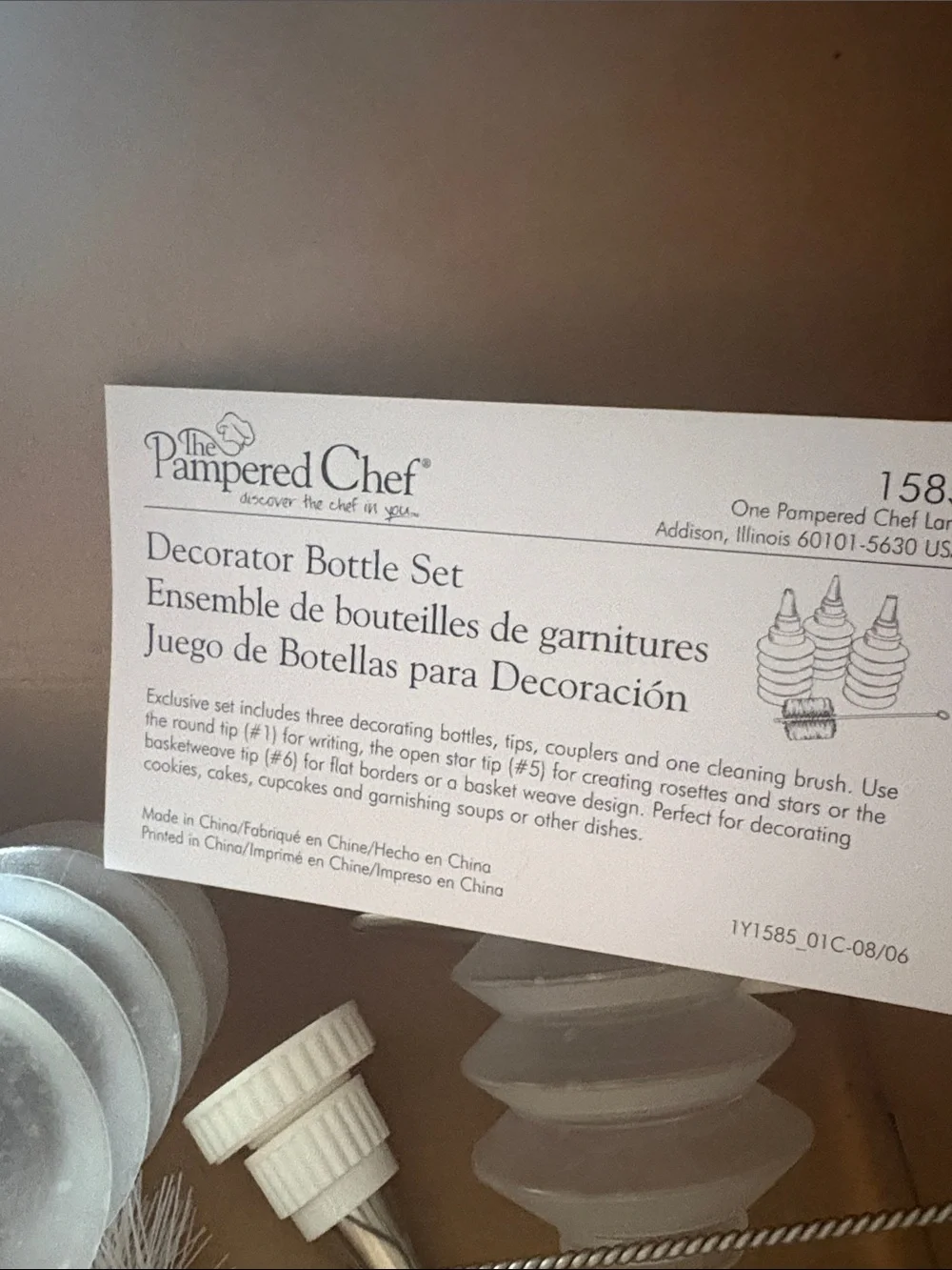 The Pampered Chef Brown Kraft Decorator Bottle Set small call out